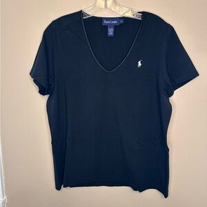 Ralph Lauren Black Short Sleeve V-Neck Tee Size XL